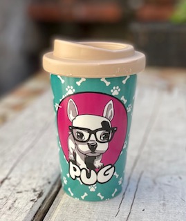 Vaso con tapa Pug